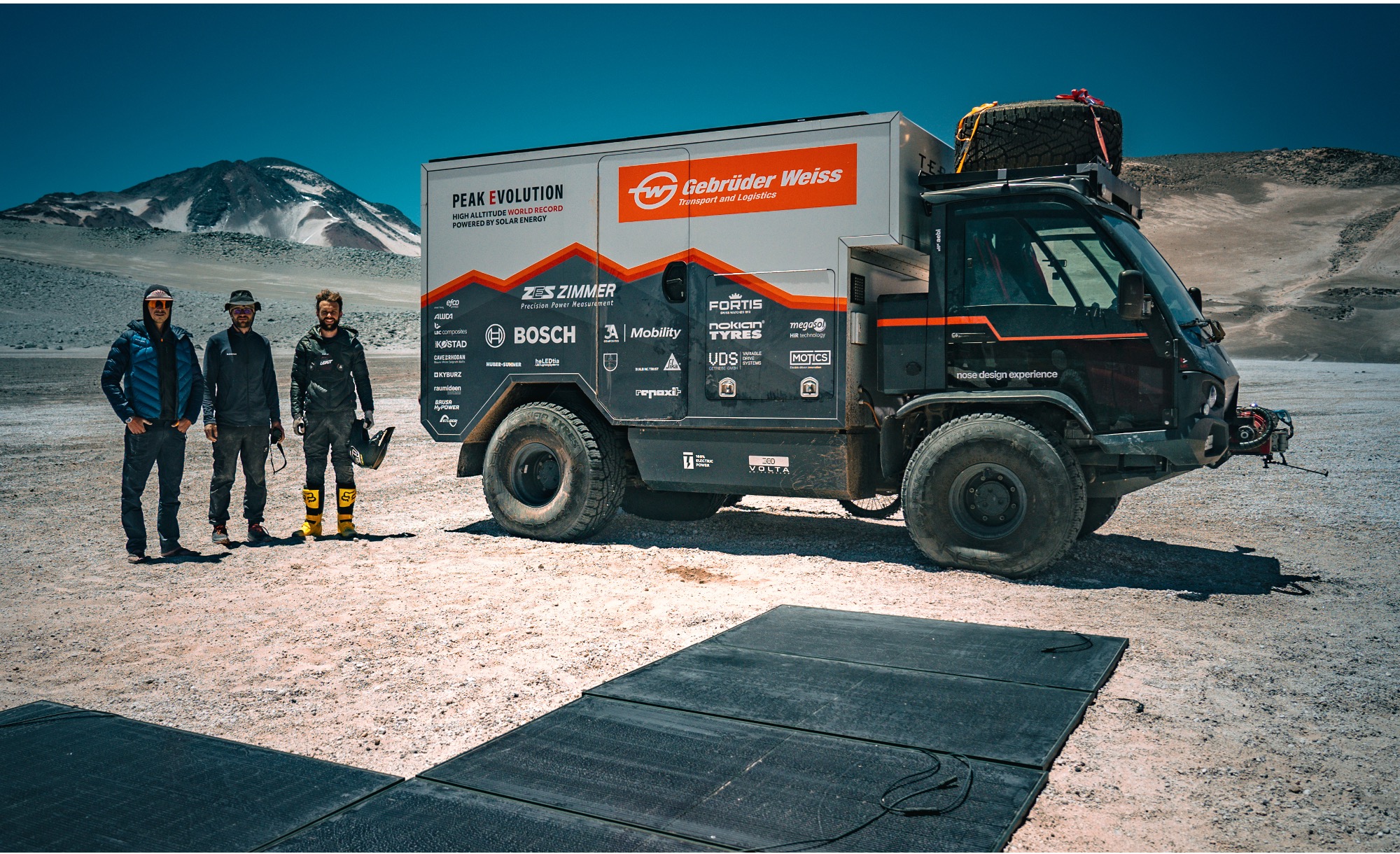 Image: The retrofitted electric truck featured in Chasing the Peak. Chasing the Peak